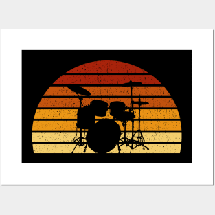 Vintage Sunset Drumming Gift For Drummers And Percussionists Posters and Art